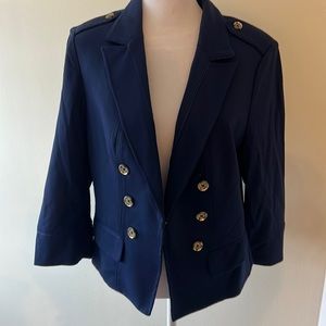 Royal blue jacket with silver-button detail. Size 14